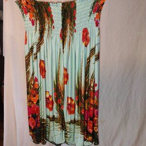 Lildy | Light Blue Red Floral Convertible Multi-Way Dress | 2X/3X | Short/Long